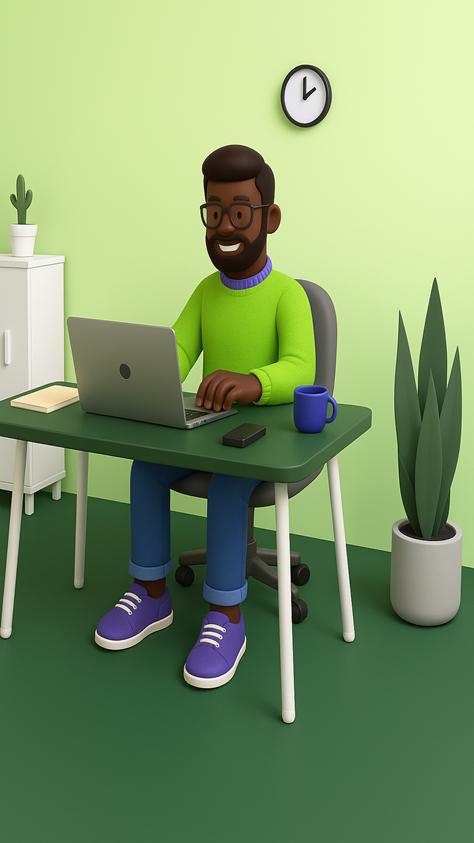 Ilustração de pessoa trabalhando no notebook